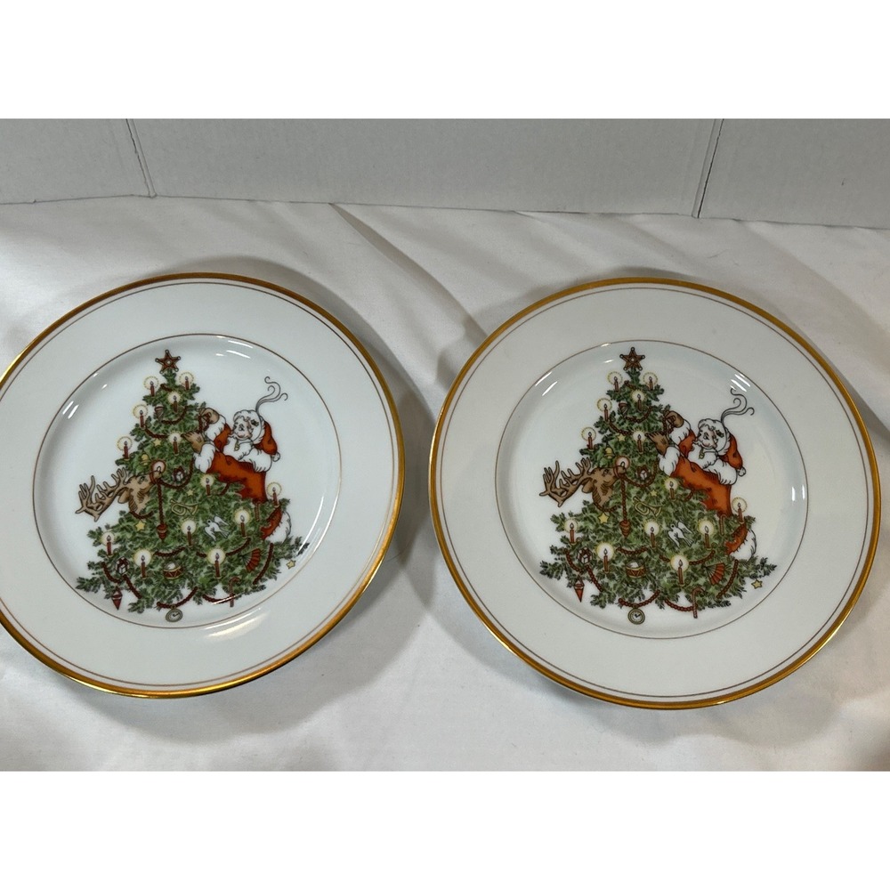 Fitz and Floyd St. Nicholas Salad Plates Christmas Set of 2